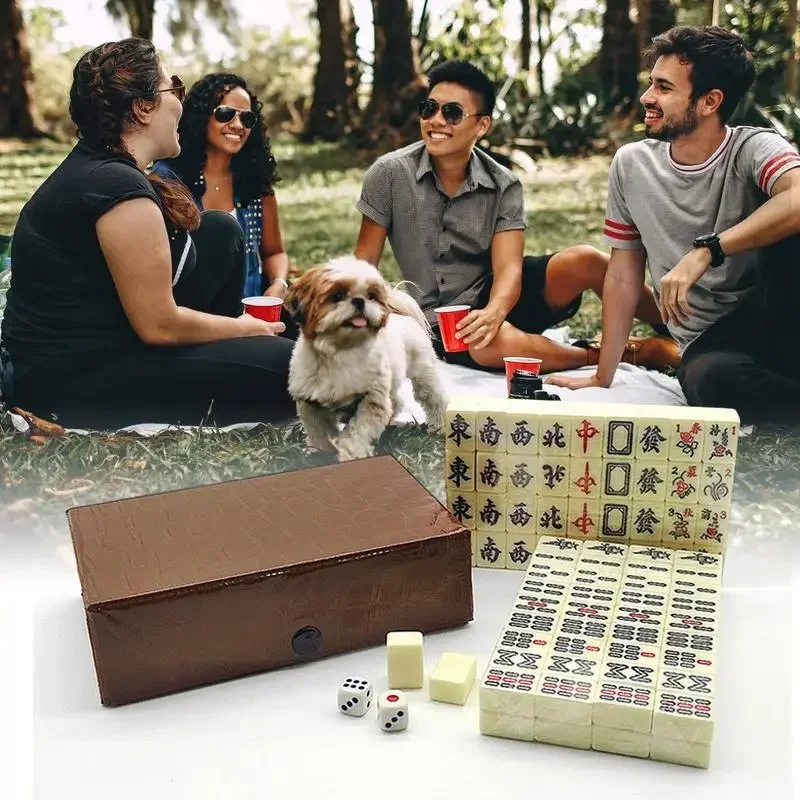 Board Game Mahjong - Zestaw do chińskiego mahjonga, 144 białe,