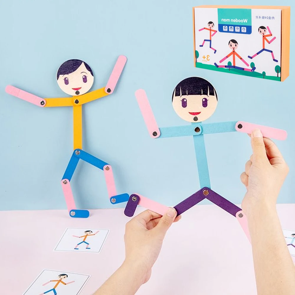Board Game With Questions - Sportowy drewniany mężczyzna materiał DIY Puzzle